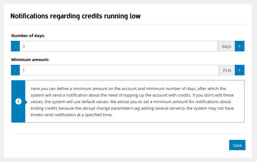 Notifications of ending funds