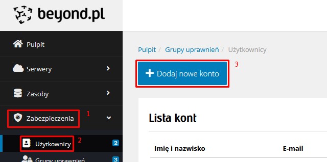 Jak dodać konto dla nowego użytkownika?