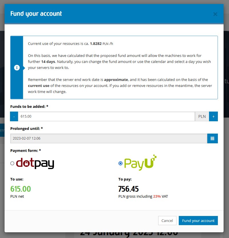 Adding funds to a customer account