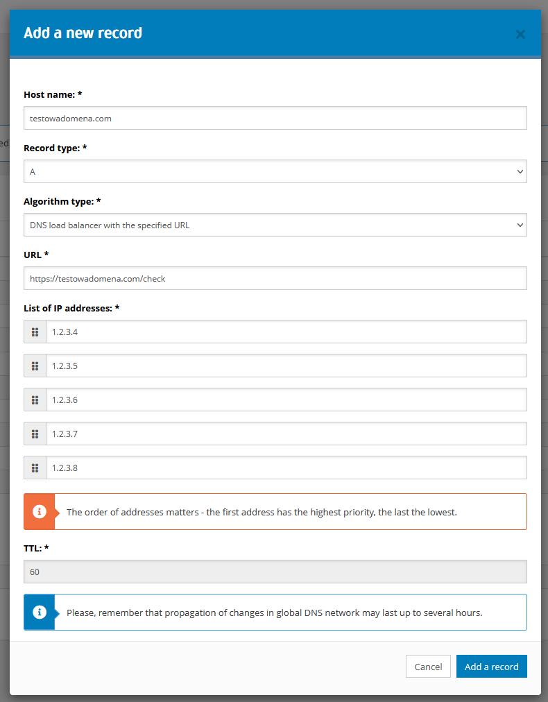 DNS load balancer and DNS failover