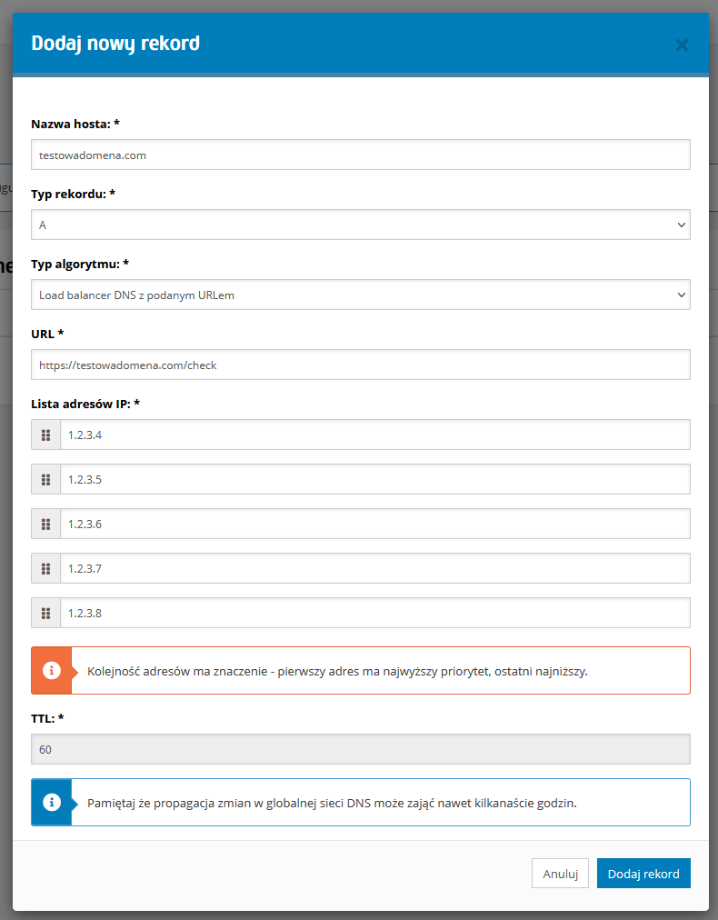 DNS load balancing i DNS failover