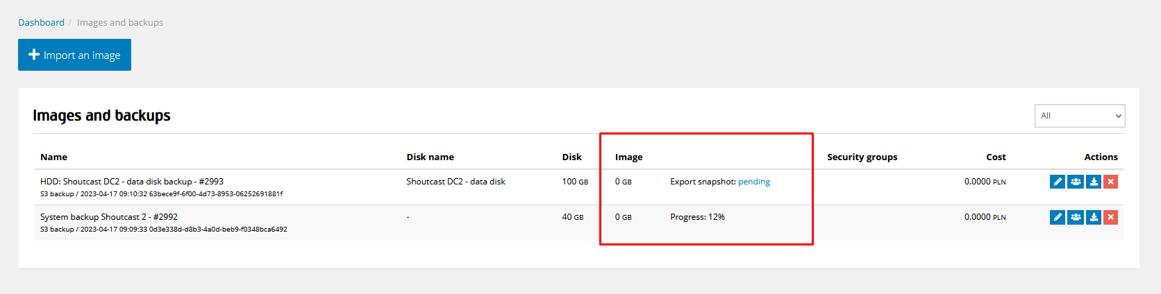 Creating an S3 backup that can be downloaded