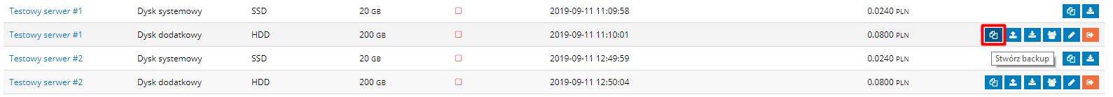 Klonowanie i backup dysku dodatkowego w chmurze e24cloud