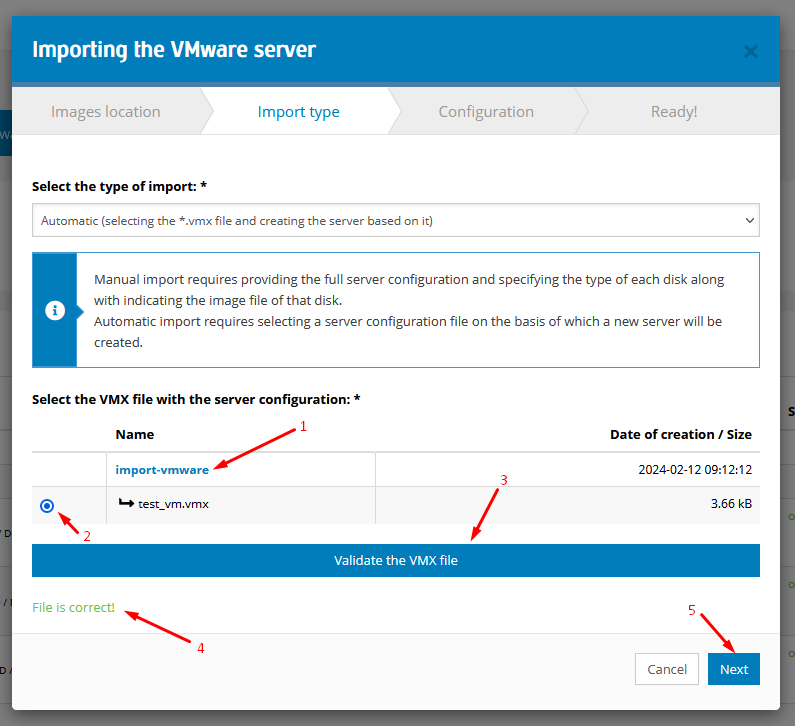 Importing VMware server to e24cloud