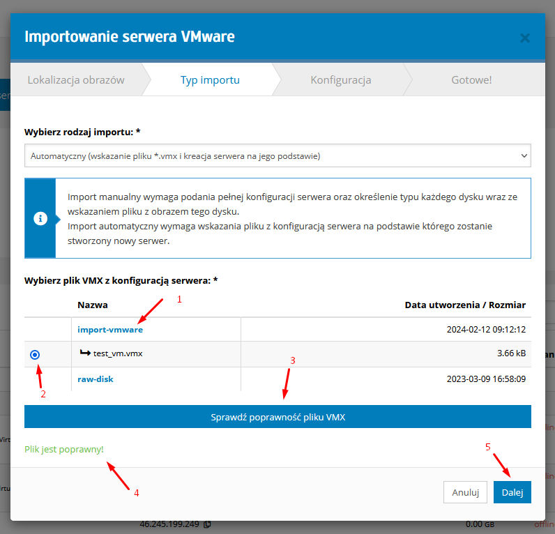 Importowanie serwera VMware do e24cloud