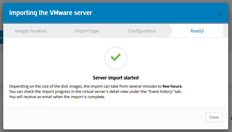 Importing VMware server to e24cloud