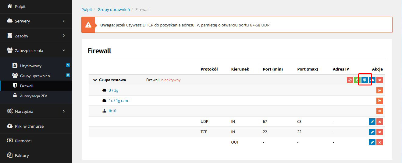 Jak uruchomić własny firewall na serwerze?