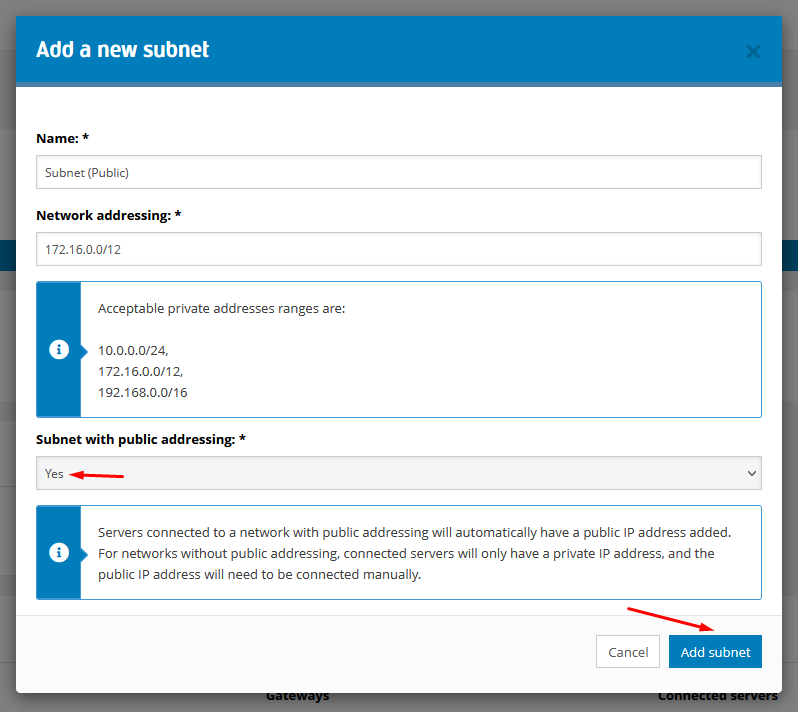 VDC network with internet access using NAT