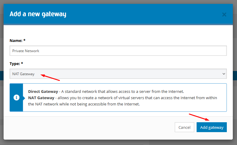 VDC Network with Internet access using NAT